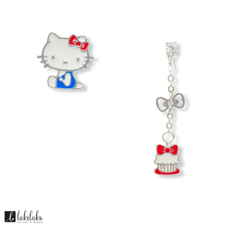 Picture of [925純銀]甜點系列~ Hello Kitty 蝴蝶結杯子蛋糕耳環