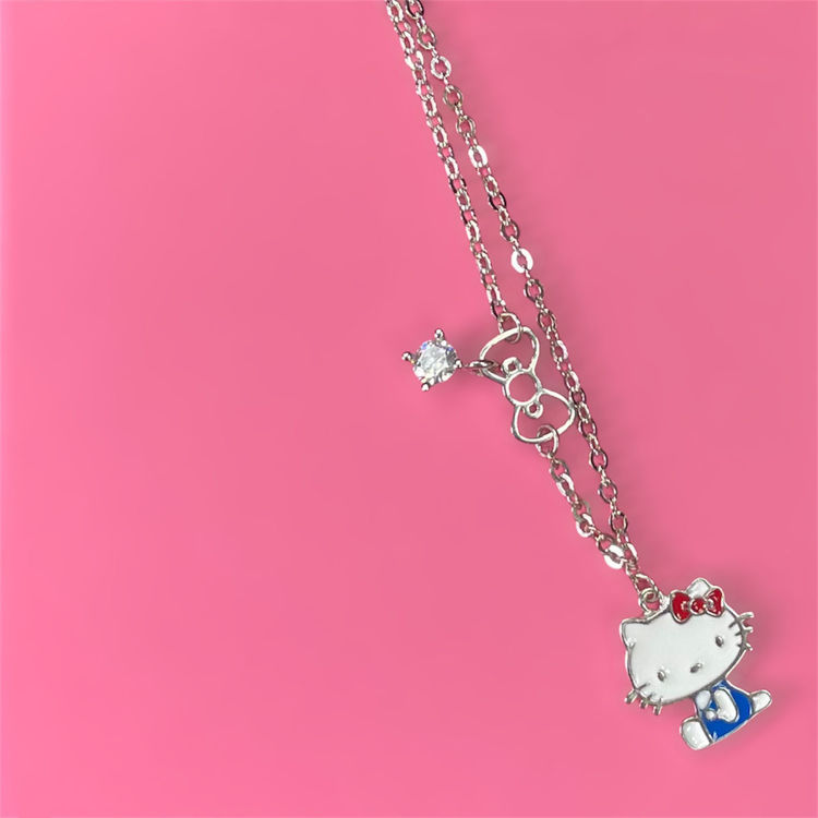 Picture of [925純銀]甜點系列~ Hello Kitty 缕空蝴蝶结項鍊