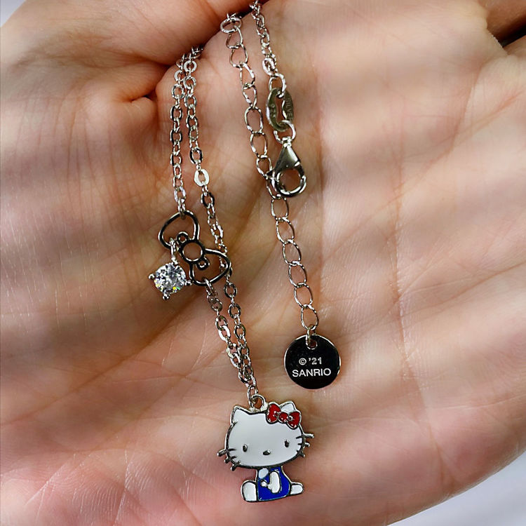 Picture of [925純銀]甜點系列~ Hello Kitty 缕空蝴蝶结項鍊